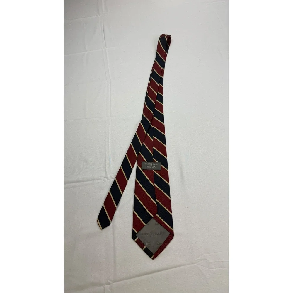 Robert Talbott Necktie Mens OS Burgundy Navy 58x3.75 Kings Dragoon Guards Silk‎